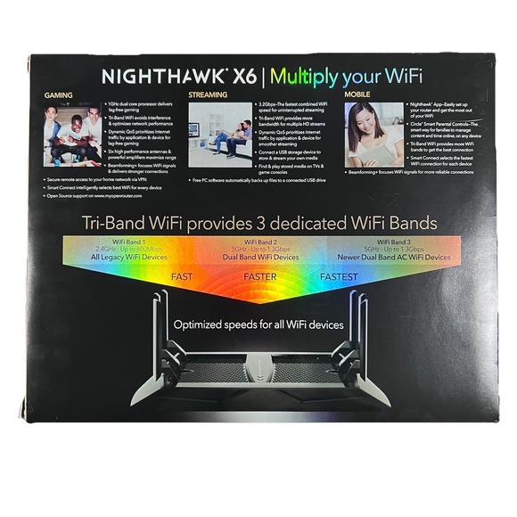 NETGEAR R8000 3200 Mbps 5 Port 3200 Mbps Tri-Band Wireless Router (R8000-100NAS) - Picture 4 of 10